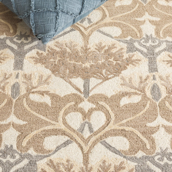 Safavieh Earthly Hand Tufted Wool Cotton Viscose Runner Rug - Elegant Floral Design For Timeless Home Decor Ivory ,Grey 65% Wool,20% Cotton,15% Viscose Et205f-5