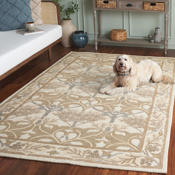 Safavieh Earthly Luxurious Hand-tufted Area Rug With Elegant Botanical Design For Sophisticated Living Spaces Ivory ,Grey 65% Wool,20% Cotton,15% Viscose Et205f-4