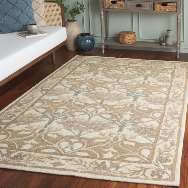 Safavieh Earthly Luxurious Hand-tufted Area Rug With Elegant Botanical Design For Sophisticated Living Spaces Ivory ,Grey 65% Wool,20% Cotton,15% Viscose Et205f-4