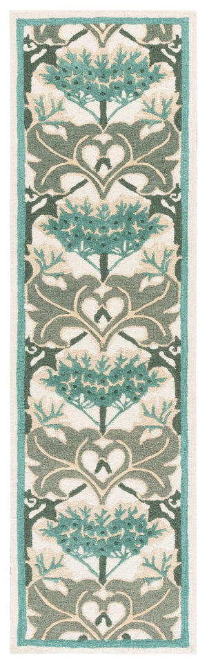 Safavieh Earthly Luxurious Hand-tufted Area Rug With Elegant Botanical Design For Sophisticated Living Spaces Ivory ,Teal 65% Wool,20% Cotton,15% Viscose Et205l-6