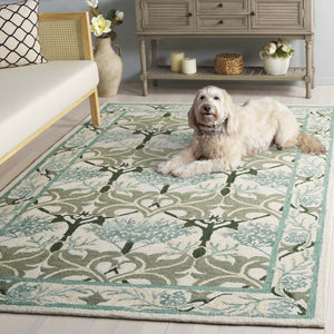 Safavieh Earthly Hand Tufted Wool Cotton Viscose Runner Rug - Elegant Floral Design For Timeless Home Decor Ivory ,Teal 65% Wool,20% Cotton,15% Viscose Et205l-5