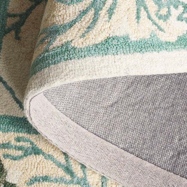 Safavieh Earthly Hand Tufted Wool Cotton Viscose Runner Rug - Elegant Floral Design For Timeless Home Decor Ivory ,Teal 65% Wool,20% Cotton,15% Viscose Et205l-5