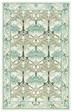 Safavieh Earthly Luxurious Hand-tufted Area Rug With Elegant Botanical Design For Sophisticated Living Spaces Ivory ,Teal 65% Wool,20% Cotton,15% Viscose Et205l-6