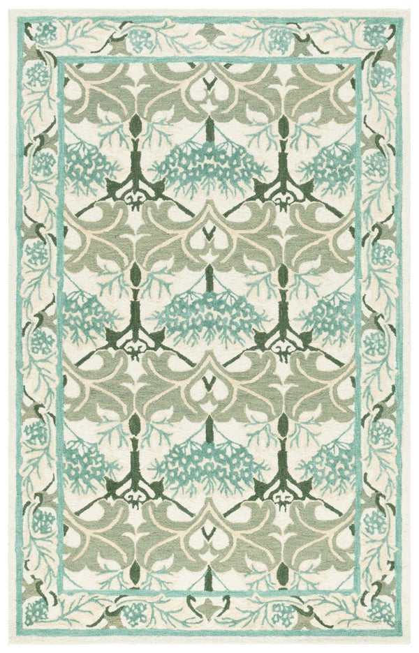 Safavieh Earthly Luxurious Hand-tufted Area Rug With Elegant Botanical Design For Sophisticated Living Spaces Ivory ,Teal 65% Wool,20% Cotton,15% Viscose Et205l-6