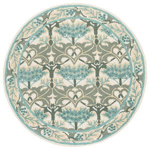 Safavieh Earthly Hand Tufted Wool Cotton Viscose Runner Rug - Elegant Floral Design For Timeless Home Decor Ivory ,Teal 65% Wool,20% Cotton,15% Viscose Et205l-6r