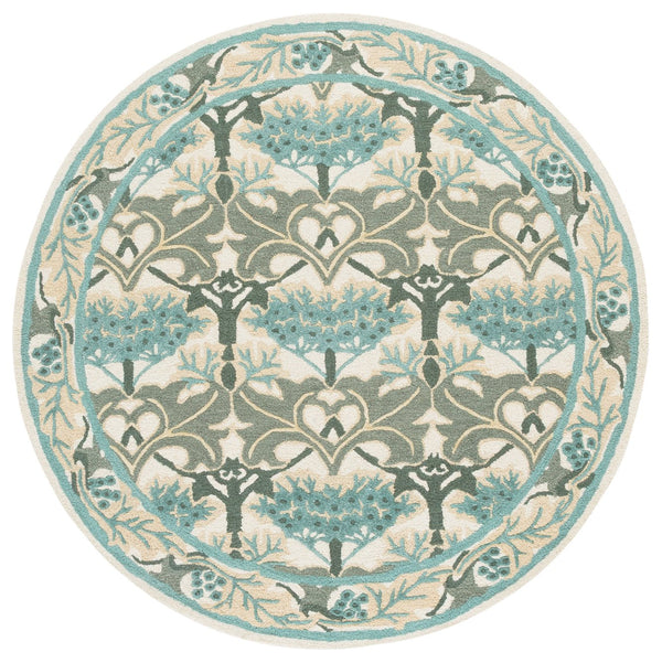 Safavieh Earthly Hand Tufted Wool Cotton Viscose Runner Rug - Elegant Floral Design For Timeless Home Decor Ivory ,Teal 65% Wool,20% Cotton,15% Viscose Et205l-6r