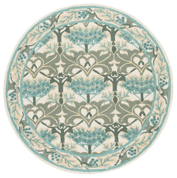 Safavieh Earthly Luxurious Hand-tufted Area Rug With Elegant Botanical Design For Sophisticated Living Spaces Ivory ,Teal 65% Wool,20% Cotton,15% Viscose Et205l-6