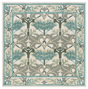 Safavieh Earthly Hand Tufted Wool Cotton Viscose Runner Rug - Elegant Floral Design For Timeless Home Decor Ivory ,Teal 65% Wool,20% Cotton,15% Viscose Et205l-6sq