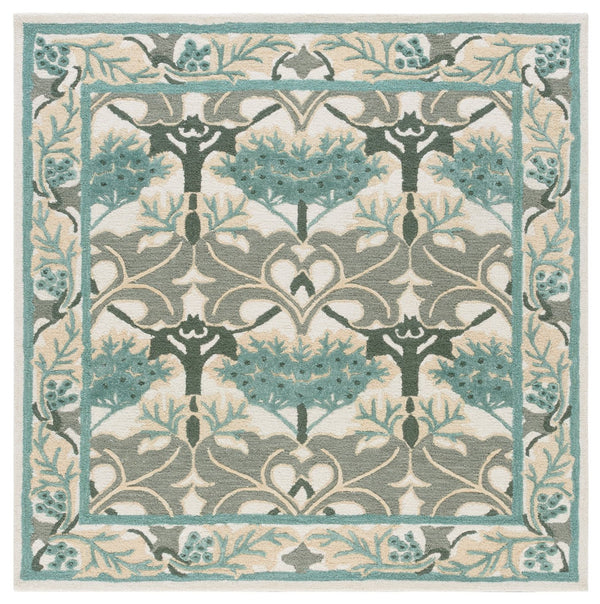 Safavieh Earthly Hand Tufted Wool Cotton Viscose Runner Rug - Elegant Floral Design For Timeless Home Decor Ivory ,Teal 65% Wool,20% Cotton,15% Viscose Et205l-6sq