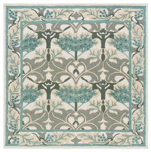 Safavieh Earthly Luxurious Hand-tufted Area Rug With Elegant Botanical Design For Sophisticated Living Spaces Ivory ,Teal 65% Wool,20% Cotton,15% Viscose Et205l-6