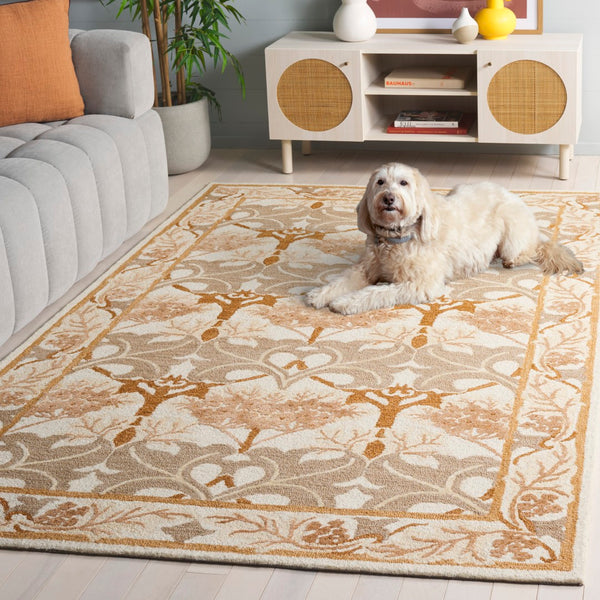 Safavieh Earthly Luxurious Hand-tufted Area Rug With Elegant Botanical Design For Sophisticated Living Spaces Ivory ,Brown 65% Wool,20% Cotton,15% Viscose Et205t-9