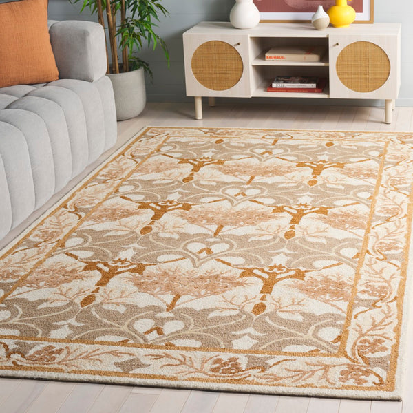 Safavieh Earthly Luxurious Hand-tufted Area Rug With Elegant Botanical Design For Sophisticated Living Spaces Ivory ,Brown 65% Wool,20% Cotton,15% Viscose Et205t-9