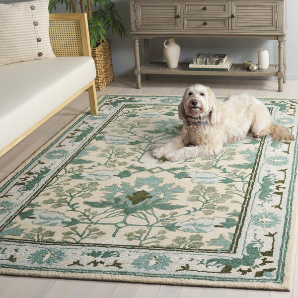 Safavieh Earthly Hand Tufted Wool Cotton Viscose Runner Rug - Elegant Floral Design For Timeless Home Decor Sage ,Beige 65% Wool,20% Cotton,15% Viscose Et205w-5