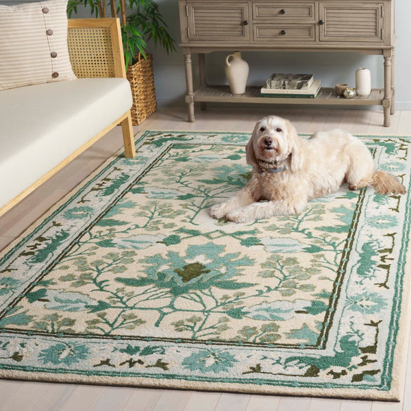 Safavieh Earthly Luxurious Hand-tufted Area Rug With Elegant Botanical Design For Sophisticated Living Spaces Sage ,Beige 65% Wool,20% Cotton,15% Viscose Et205w-4