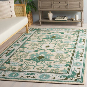 Safavieh Earthly Luxurious Hand-tufted Area Rug With Elegant Botanical Design For Sophisticated Living Spaces Sage ,Beige 65% Wool,20% Cotton,15% Viscose Et205w-4