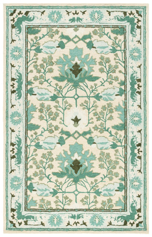 Safavieh Earthly Hand Tufted Wool Cotton Viscose Runner Rug - Elegant Floral Design For Timeless Home Decor Sage ,Beige 65% Wool,20% Cotton,15% Viscose Et205w-5