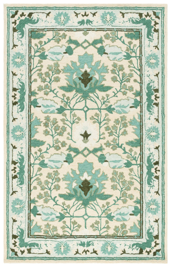Safavieh Earthly Hand Tufted Wool Cotton Viscose Runner Rug - Elegant Floral Design For Timeless Home Decor Sage ,Beige 65% Wool,20% Cotton,15% Viscose Et205w-5