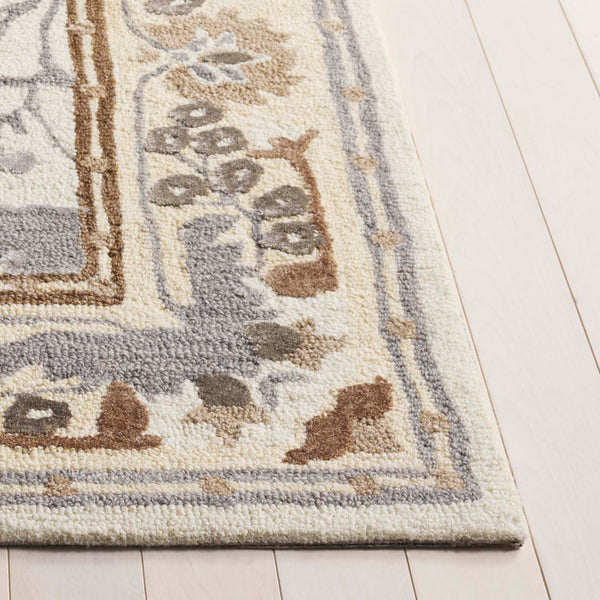 Safavieh Earthly Treasures Hand-tufted Runner Rug - Luxurious Wool Blend, Elegant Botanical Design For Home Decor Ivory ,Grey 65% Wool,20% Cotton,15% Viscose Et210f-5