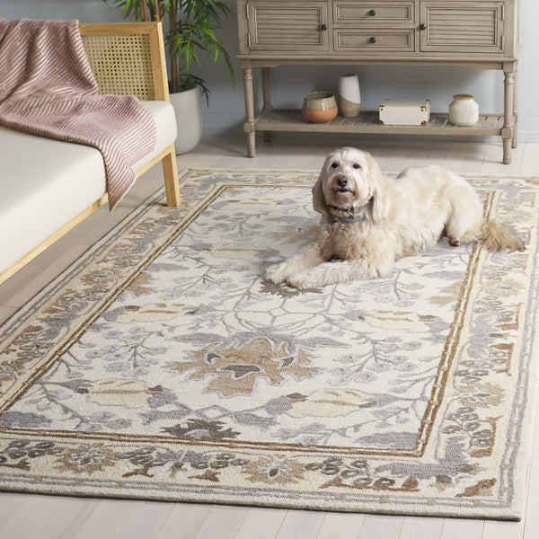 Safavieh Earthly Treasures Hand-tufted Runner Rug - Luxurious Wool Blend, Elegant Botanical Design For Home Decor Ivory ,Grey 65% Wool,20% Cotton,15% Viscose Et210f-5