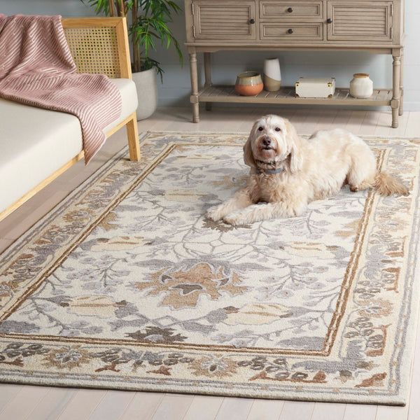 Safavieh Earthly Treasures Hand-tufted Area Rug - Elegant Transitional Design For Cozy Living Spaces Ivory ,Grey 65% Wool,20% Cotton,15% Viscose Et210f-6