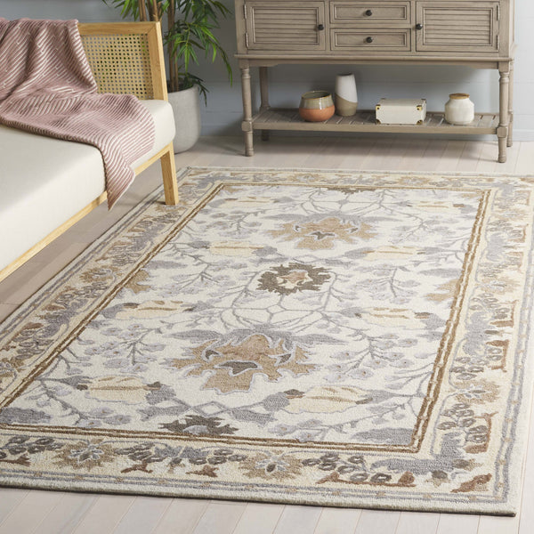 Safavieh Earthly Treasures Hand-tufted Runner Rug - Luxurious Wool Blend, Elegant Botanical Design For Home Decor Ivory ,Grey 65% Wool,20% Cotton,15% Viscose Et210f-5
