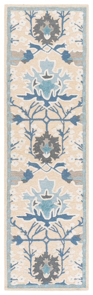 Safavieh Earthly Treasures Hand-tufted Runner Rug - Luxurious Wool Blend, Elegant Botanical Design For Home Decor Blue ,Beige 65% Wool,20% Cotton,15% Viscose Et210m-28