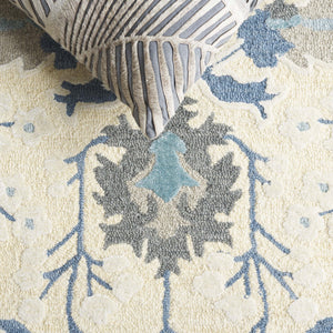 Safavieh Earthly Treasures Hand-tufted Runner Rug - Luxurious Wool Blend, Elegant Botanical Design For Home Decor Blue ,Beige 65% Wool,20% Cotton,15% Viscose Et210m-5