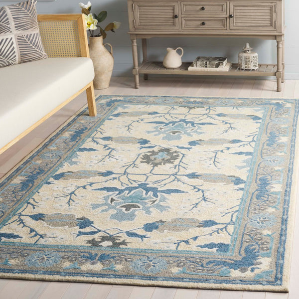 Safavieh Earthly Treasures Hand-tufted Area Rug - Elegant Transitional Design For Cozy Living Spaces Blue ,Beige 65% Wool,20% Cotton,15% Viscose Et210m-3