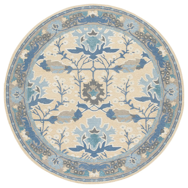 Safavieh Earthly Treasures Hand-tufted Runner Rug - Luxurious Wool Blend, Elegant Botanical Design For Home Decor Blue ,Beige 65% Wool,20% Cotton,15% Viscose Et210m-6r