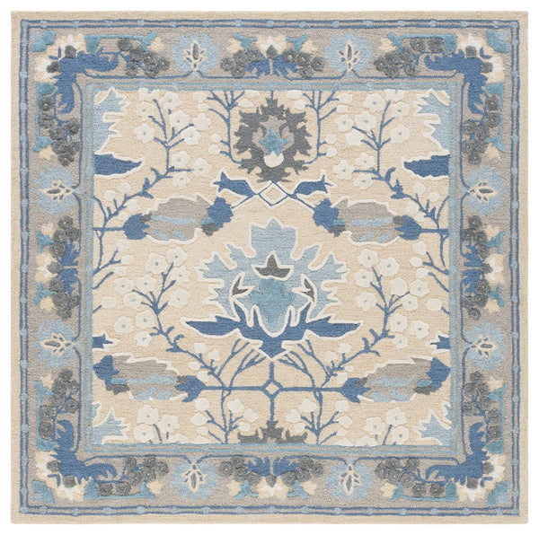 Safavieh Earthly Treasures Hand-tufted Runner Rug - Luxurious Wool Blend, Elegant Botanical Design For Home Decor Blue ,Beige 65% Wool,20% Cotton,15% Viscose Et210m-6sq