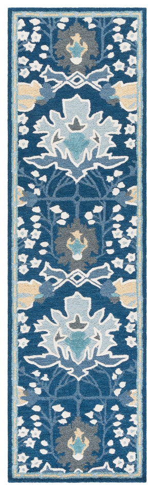Safavieh Earthly Treasures Hand-tufted Runner Rug - Luxurious Wool Blend, Elegant Botanical Design For Home Decor Navy ,Beige 65% Wool,20% Cotton,15% Viscose Et210n-28