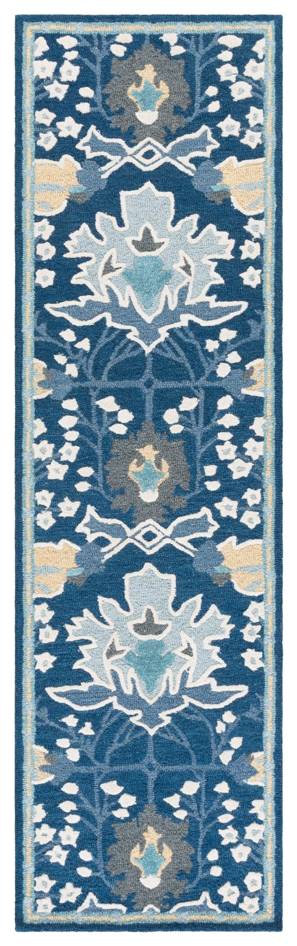 Safavieh Earthly Treasures Hand-tufted Runner Rug - Luxurious Wool Blend, Elegant Botanical Design For Home Decor Navy ,Beige 65% Wool,20% Cotton,15% Viscose Et210n-28