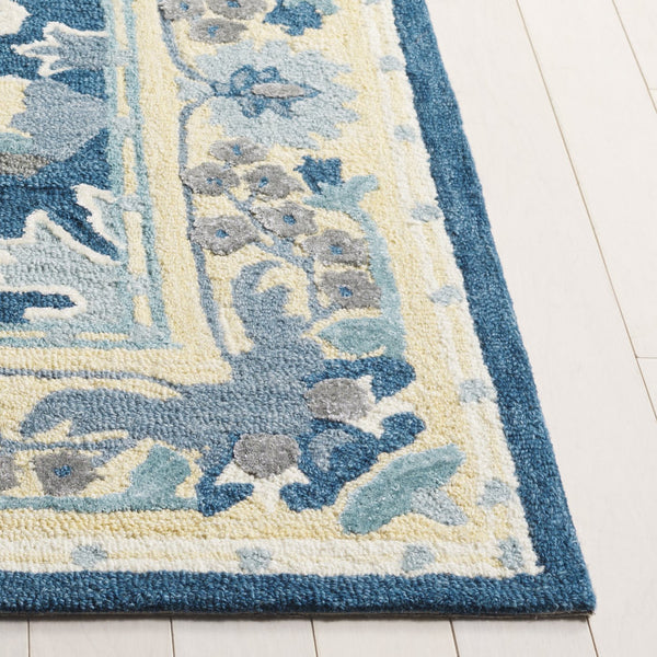 Safavieh Earthly Treasures Hand-tufted Runner Rug - Luxurious Wool Blend, Elegant Botanical Design For Home Decor Navy ,Beige 65% Wool,20% Cotton,15% Viscose Et210n-5