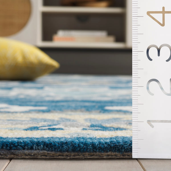 Safavieh Earthly Treasures Hand-tufted Runner Rug - Luxurious Wool Blend, Elegant Botanical Design For Home Decor Navy ,Beige 65% Wool,20% Cotton,15% Viscose Et210n-5