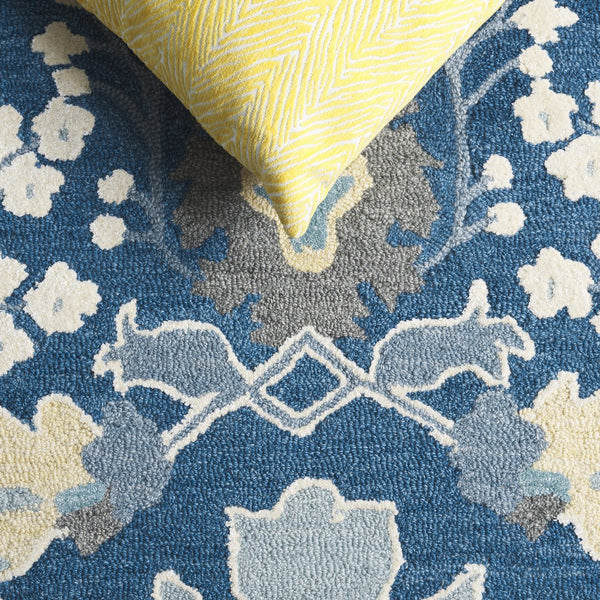 Safavieh Earthly Treasures Hand-tufted Runner Rug - Luxurious Wool Blend, Elegant Botanical Design For Home Decor Navy ,Beige 65% Wool,20% Cotton,15% Viscose Et210n-5