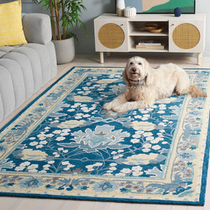 Safavieh Earthly Treasures Hand-tufted Area Rug - Elegant Transitional Design For Cozy Living Spaces Navy ,Beige 65% Wool,20% Cotton,15% Viscose Et210n-8