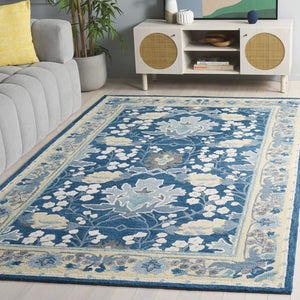 Safavieh Earthly Treasures Hand-tufted Runner Rug - Luxurious Wool Blend, Elegant Botanical Design For Home Decor Navy ,Beige 65% Wool,20% Cotton,15% Viscose Et210n-5