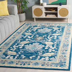 Safavieh Earthly Treasures Hand-tufted Area Rug - Elegant Transitional Design For Cozy Living Spaces Navy ,Beige 65% Wool,20% Cotton,15% Viscose Et210n-8