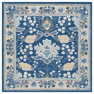 Safavieh Earthly Treasures Hand-tufted Runner Rug - Luxurious Wool Blend, Elegant Botanical Design For Home Decor Navy ,Beige 65% Wool,20% Cotton,15% Viscose Et210n-6sq