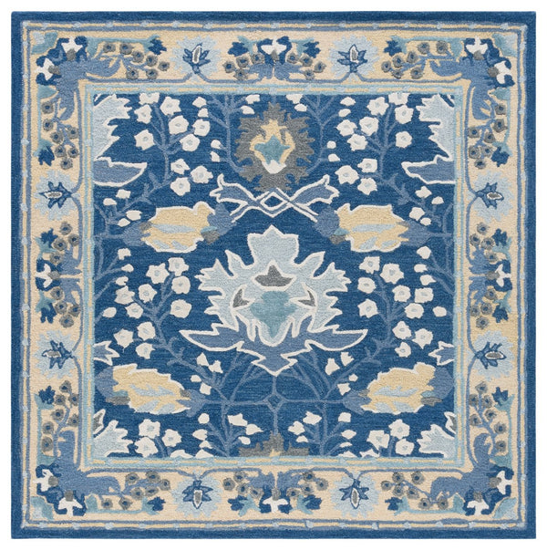 Safavieh Earthly Treasures Hand-tufted Runner Rug - Luxurious Wool Blend, Elegant Botanical Design For Home Decor Navy ,Beige 65% Wool,20% Cotton,15% Viscose Et210n-6sq