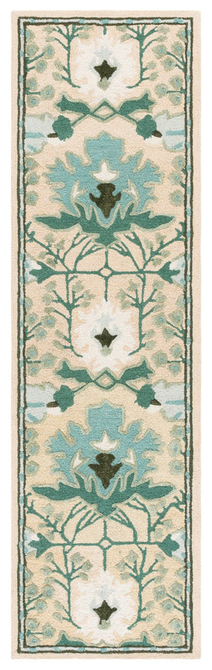 Safavieh Earthly Treasures Hand-tufted Runner Rug - Luxurious Wool Blend, Elegant Botanical Design For Home Decor Sage ,Beige 65% Wool,20% Cotton,15% Viscose Et210w-28