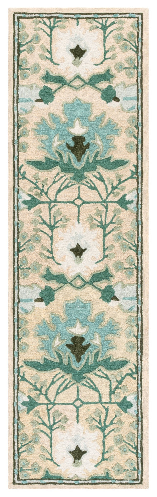 Safavieh Earthly Treasures Hand-tufted Runner Rug - Luxurious Wool Blend, Elegant Botanical Design For Home Decor Sage ,Beige 65% Wool,20% Cotton,15% Viscose Et210w-28