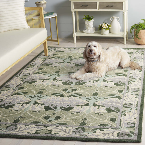 Safavieh Earthly Treasures Hand-tufted Runner Rug - Luxurious Wool Blend, Elegant Botanical Design For Home Decor Sage ,Beige 65% Wool,20% Cotton,15% Viscose Et210w-5