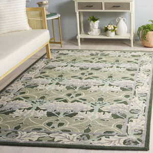 Safavieh Earthly Treasures Hand-tufted Runner Rug - Luxurious Wool Blend, Elegant Botanical Design For Home Decor Sage ,Beige 65% Wool,20% Cotton,15% Viscose Et210w-5
