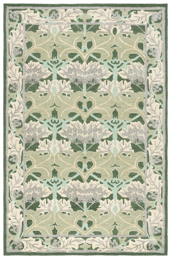 Safavieh Earthly Treasures Hand-tufted Runner Rug - Luxurious Wool Blend, Elegant Botanical Design For Home Decor Sage ,Beige 65% Wool,20% Cotton,15% Viscose Et210w-5