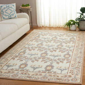 Safavieh Earthly Treasures Runner Rug - Elegant Floral Design In Neutral Tones For Hallway Or Living Space Style Ivory ,Beige 65% Wool,20% Cotton,15% Viscose Et215a-5