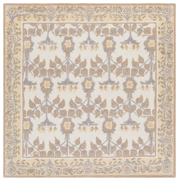 Safavieh Earthly Treasures Runner Rug - Elegant Floral Design In Neutral Tones For Hallway Or Living Space Style Ivory ,Beige 65% Wool,20% Cotton,15% Viscose Et215a-6sq