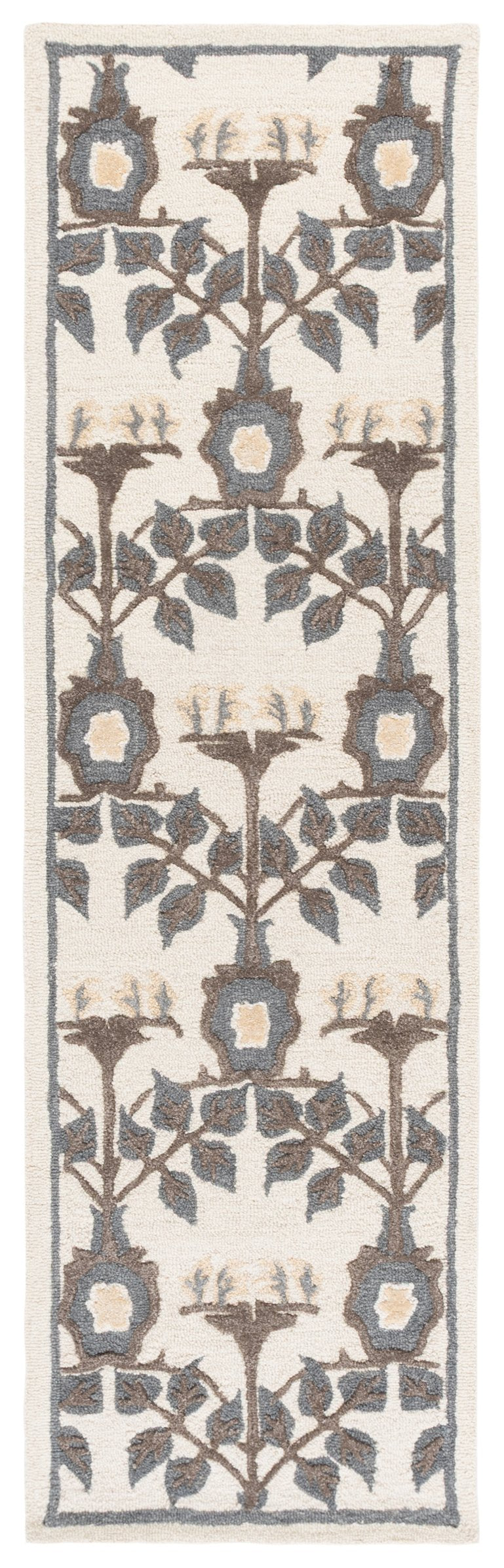 Safavieh Earthly Treasures Runner Rug - Elegant Floral Design In Neutral Tones For Hallway Or Living Space Style Ivory ,Grey 65% Wool,20% Cotton,15% Viscose Et215f-28
