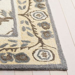 Safavieh Earthly Treasures Runner Rug - Elegant Floral Design In Neutral Tones For Hallway Or Living Space Style Ivory ,Grey 65% Wool,20% Cotton,15% Viscose Et215f-5