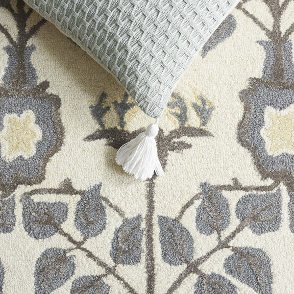 Safavieh Earthly Treasures Runner Rug - Elegant Floral Design In Neutral Tones For Hallway Or Living Space Style Ivory ,Grey 65% Wool,20% Cotton,15% Viscose Et215f-5